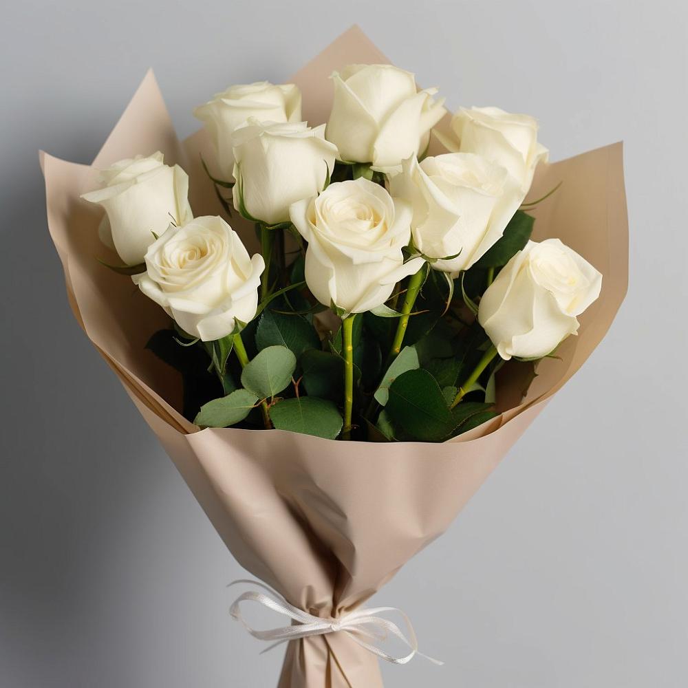 Букет 9 Белых роз Эдлесс Лав в Ребрихе