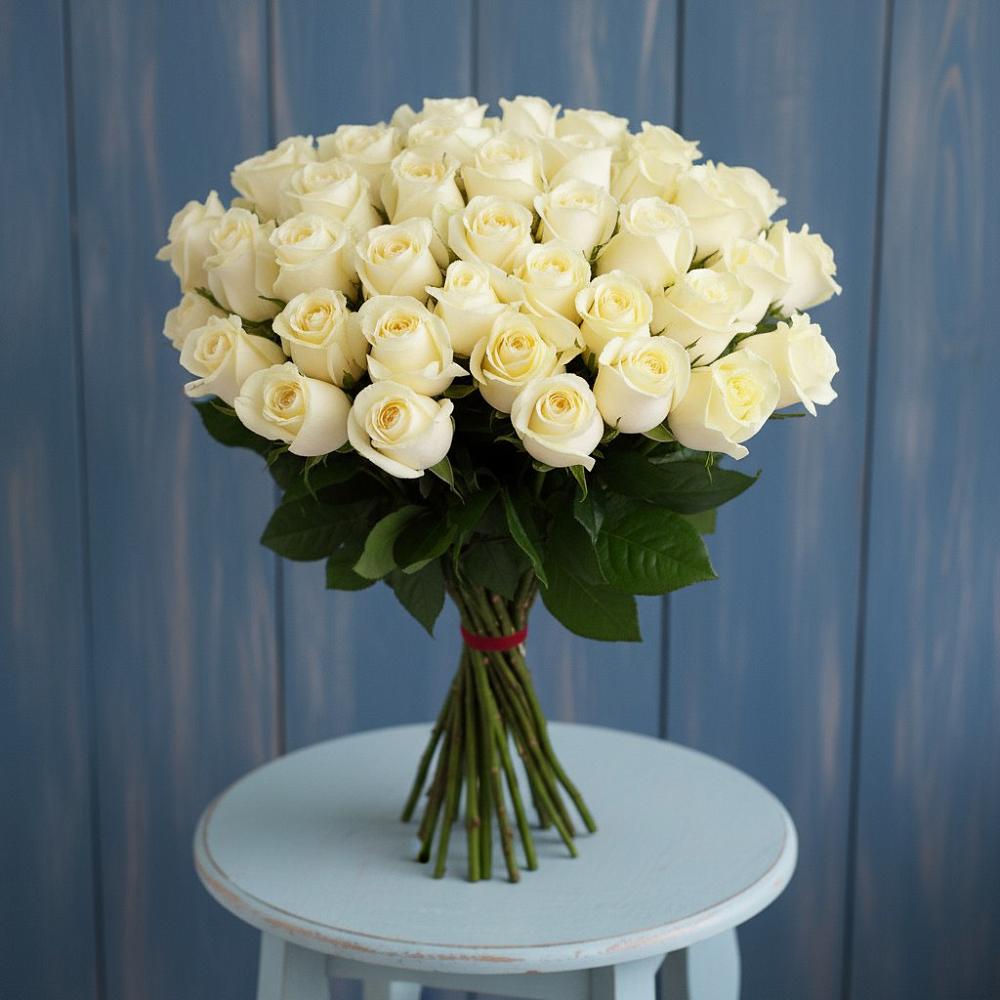 Букет 51 Белая роза Эдлесс Лав в Ребрихе