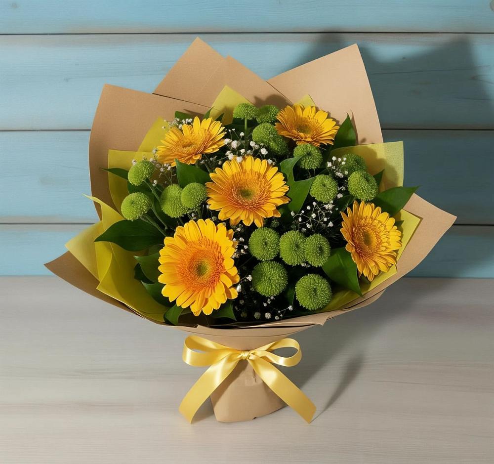 Букет цветов из: Герберы и Хризантемы в Ребрихе