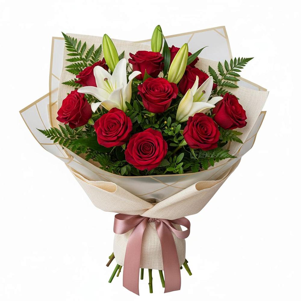 Букет цветов из: Лилии и Розы в Ребрихе