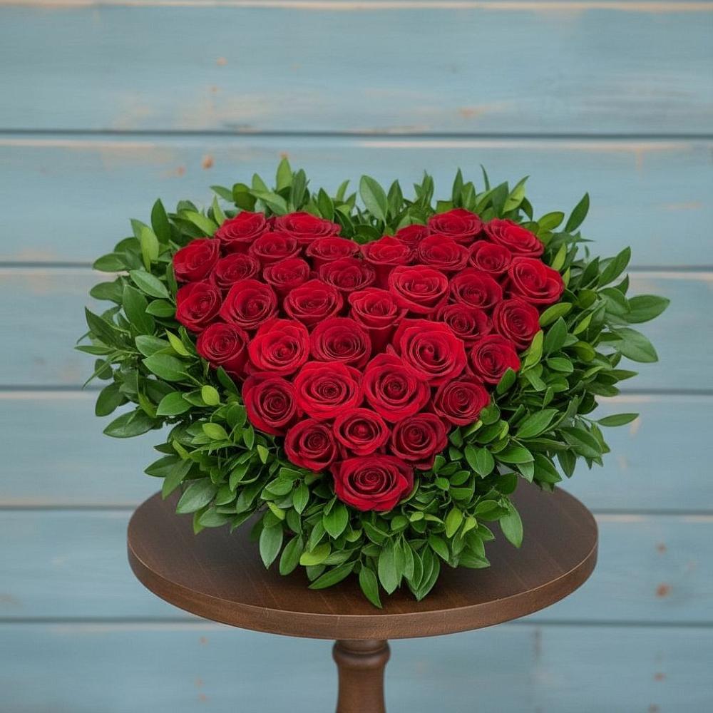 Цветочная композиция из Розы в виде сердца в Ребрихе