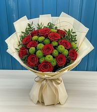 Букет цветов из:  Розы и Хризантемы в Ребрихе